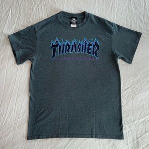 Thrasher Gray Blue Flame T-Shirt size M